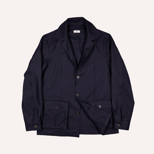 Navy Herringbone Wool Cashmere Traveller Jacket