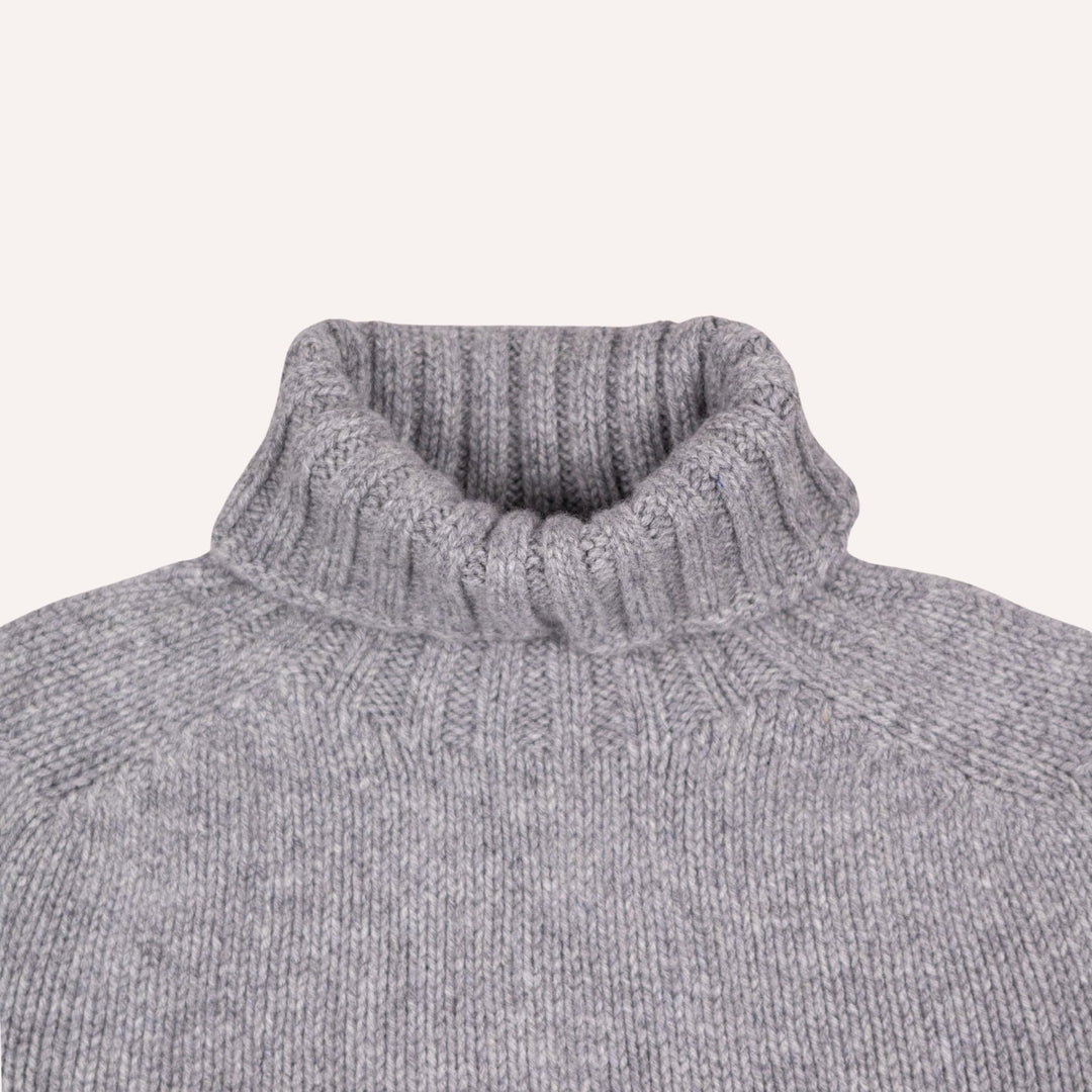 Flannel Grey Lambswool Roll Neck Sweater