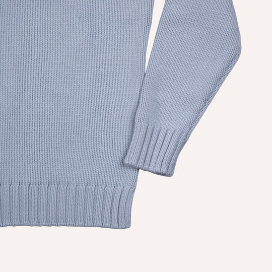 Light Blue Heavy Knitted Cashmere Roll Neck Sweater