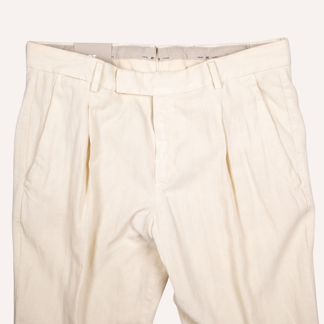 Off White Herringbone Trousers