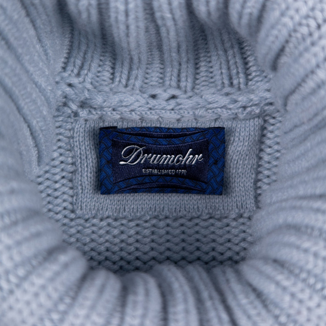 Light Blue Heavy Knitted Cashmere Roll Neck Sweater