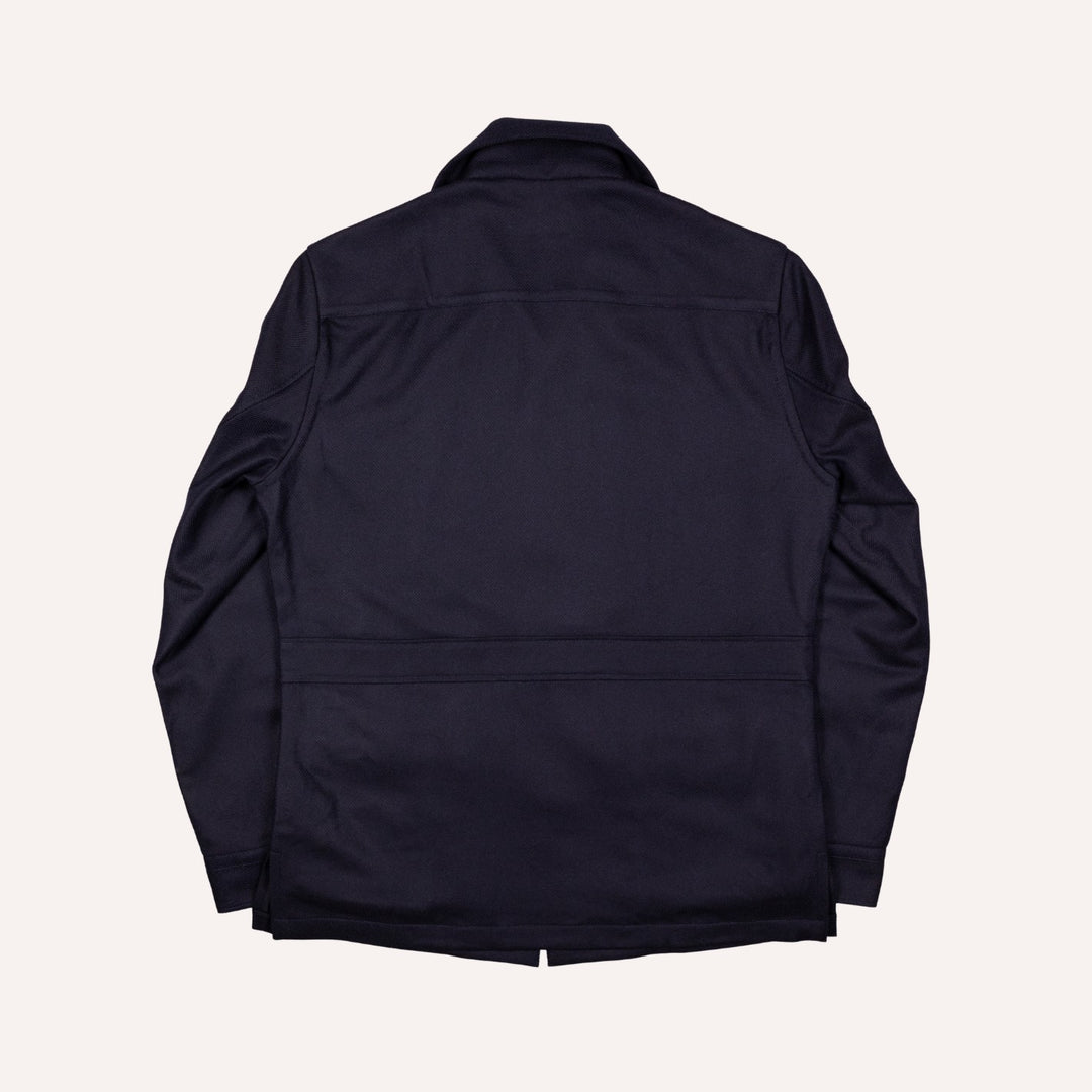 Navy Herringbone Wool Cashmere Traveller Jacket
