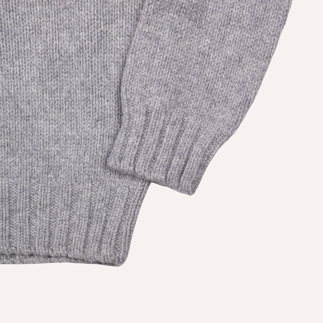 Flannel Grey Lambswool Roll Neck Sweater