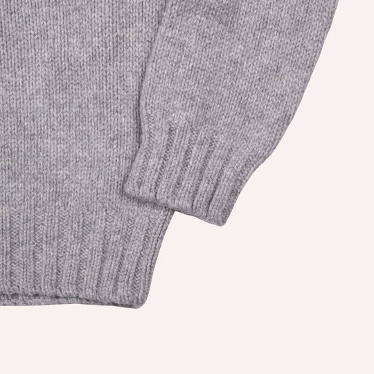Flannel Grey Lambswool Roll Neck Sweater