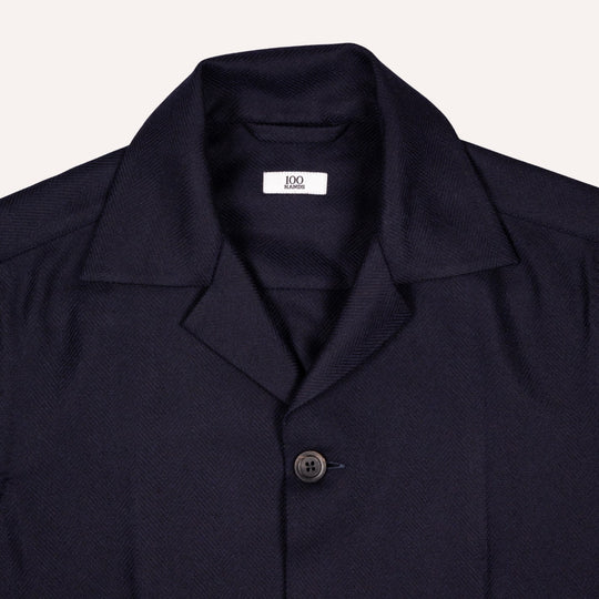 Navy Herringbone Wool Cashmere Traveller Jacket