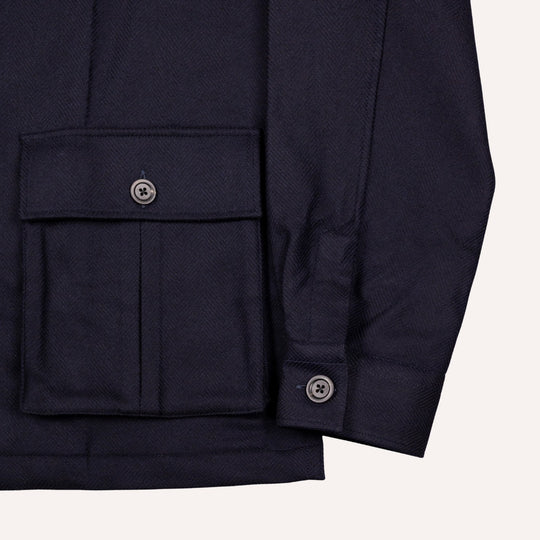 Navy Herringbone Wool Cashmere Traveller Jacket