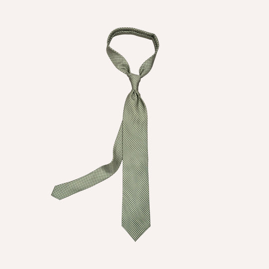 Green Micro Flower Pattern Silk Tie
