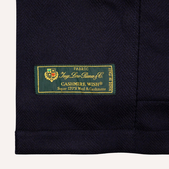 Navy Herringbone Wool Cashmere Traveller Jacket