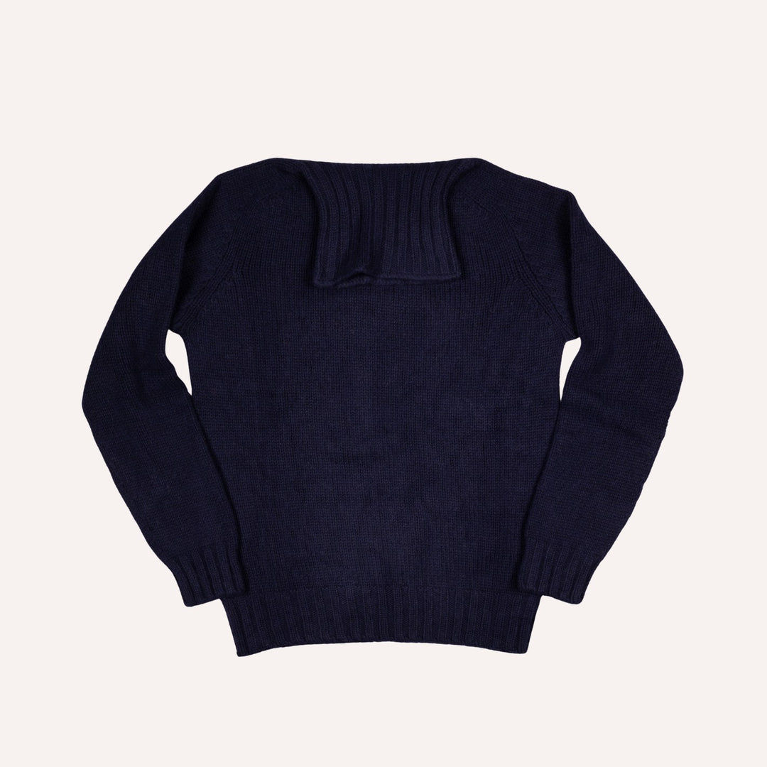 Navy Lambswool Roll Neck Sweater