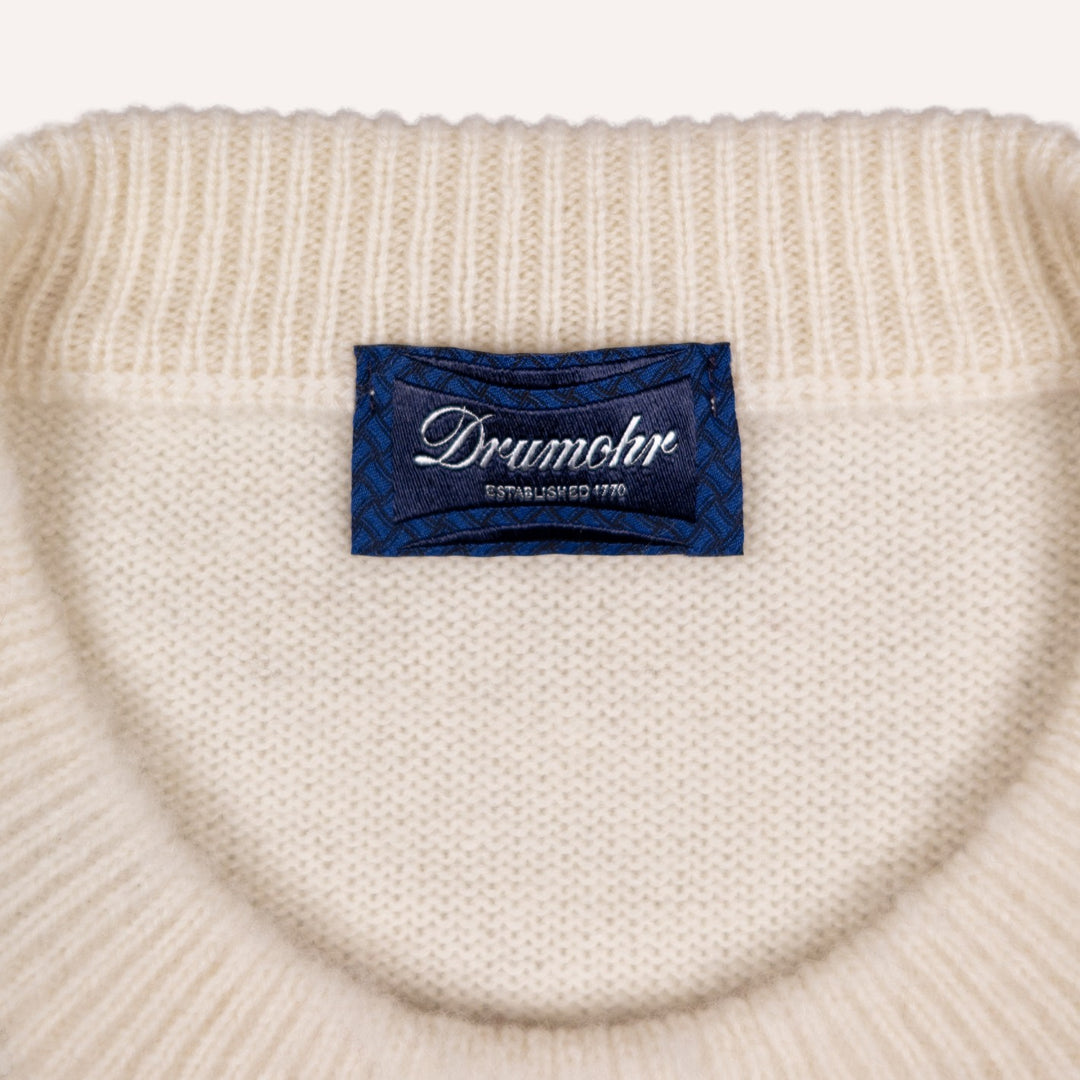 White & Grey Argyle Cashmere Sweater
