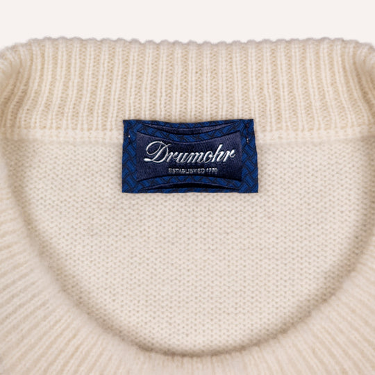 White & Grey Argyle Cashmere Sweater