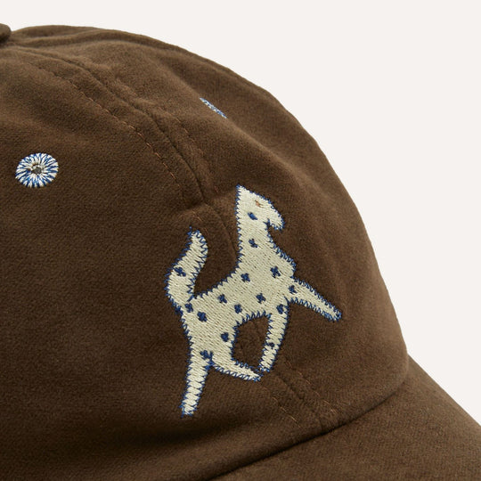 Brown Horse Applique Moleskin Baseball Cap
