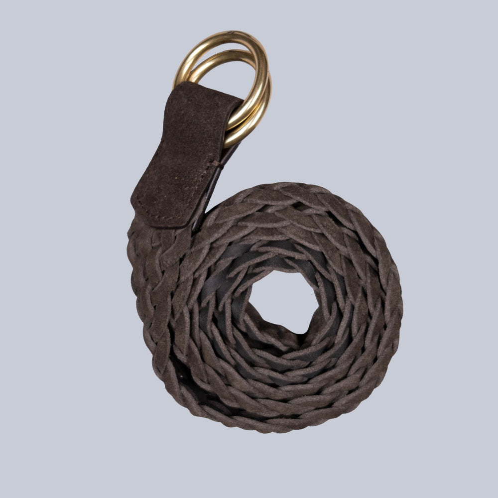 Brown Woven Suede Ring Buckle Belt