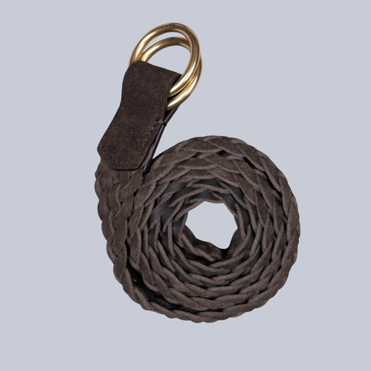 Brown Woven Suede Ring Buckle Belt