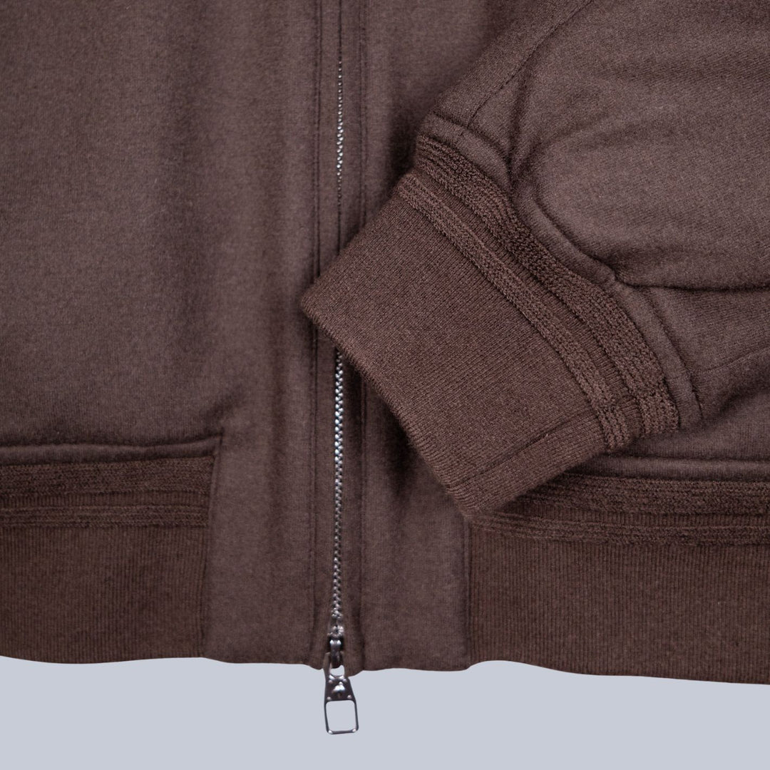 Brown Fur Collar Wool Bomber Jacket