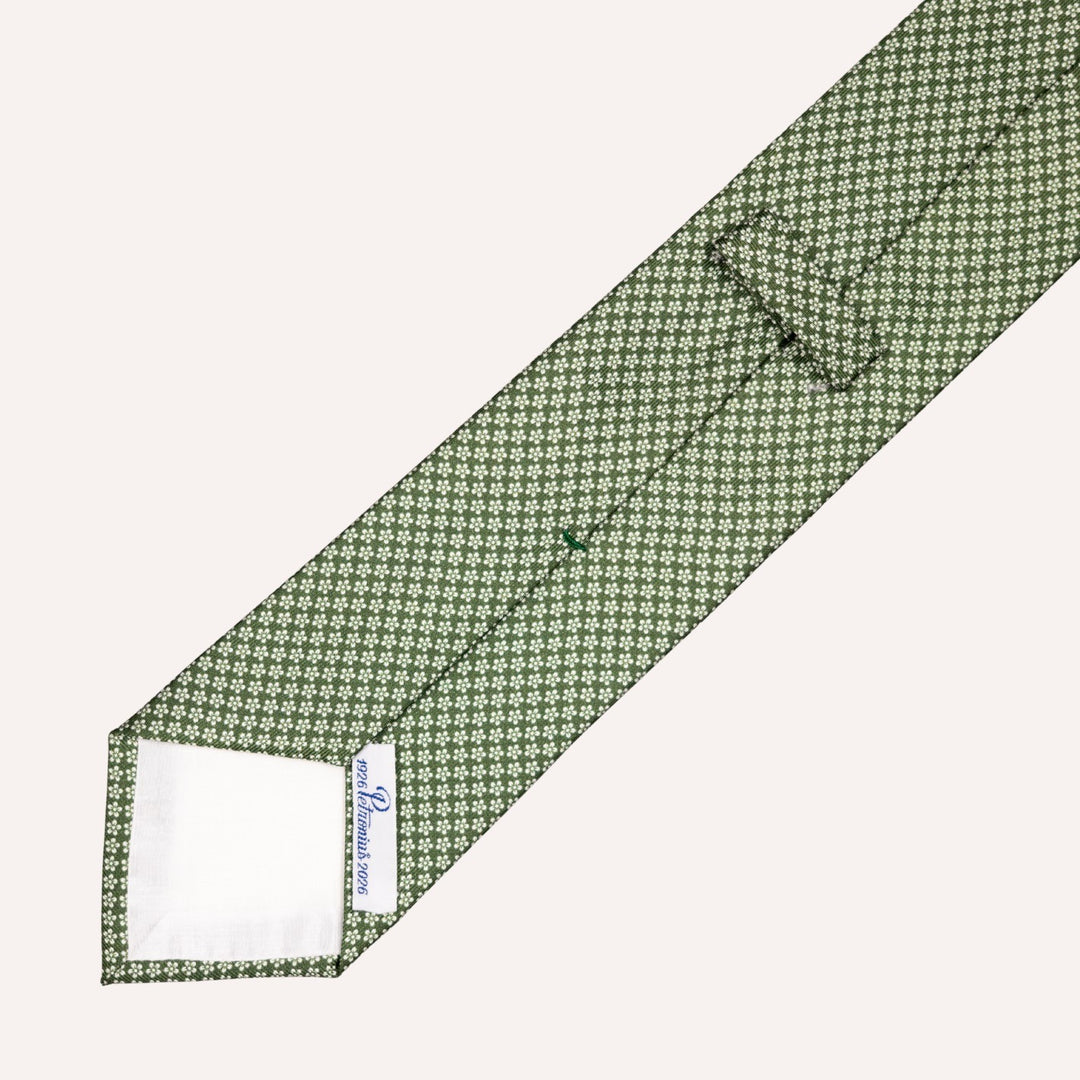 Green Micro Flower Pattern Silk Tie