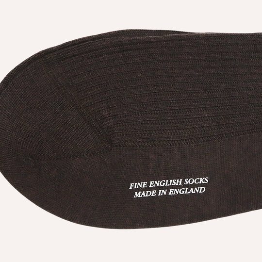 Brown Ribbed Merino Wool Ankle Length Socks