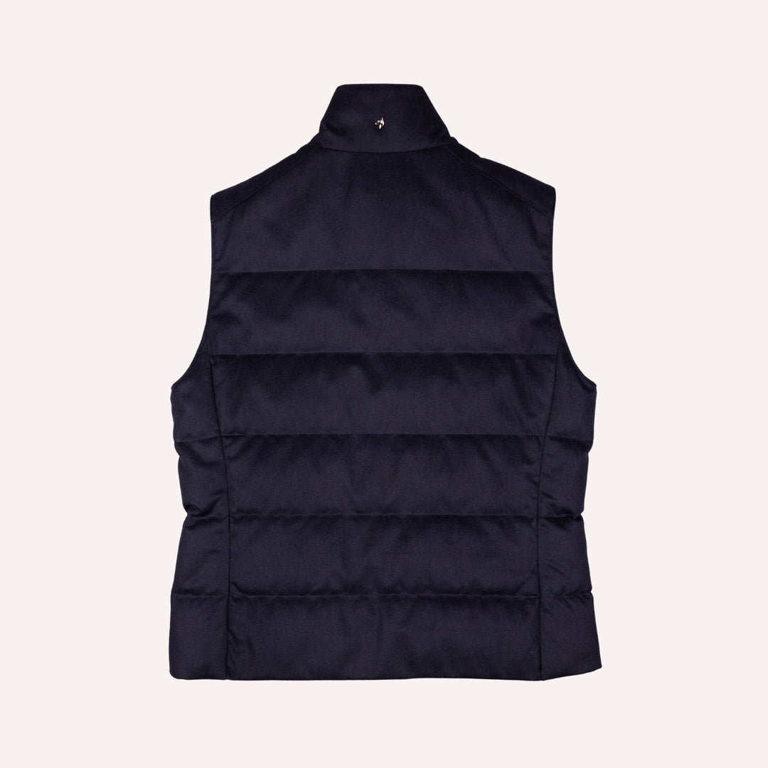 Navy Wool Silk Cashmere Quilted Gilet