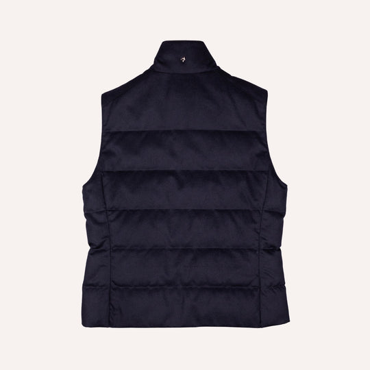 Navy Wool Silk Cashmere Quilted Gilet