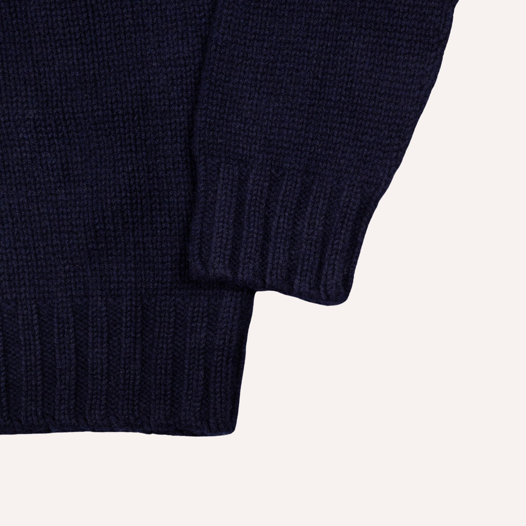 Navy Lambswool Roll Neck Sweater