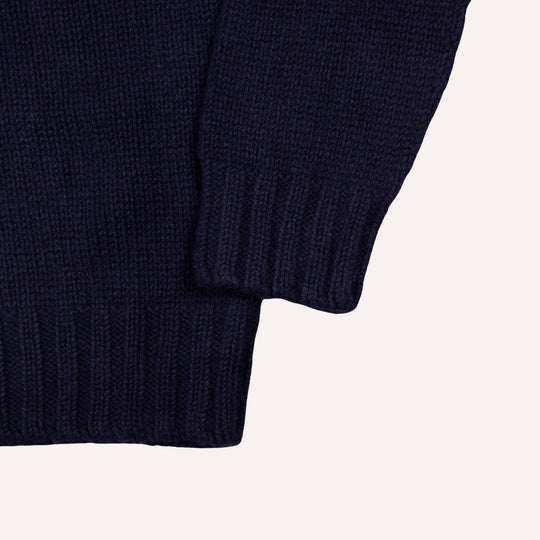 Navy Lambswool Roll Neck Sweater