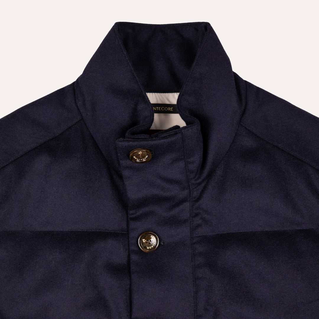 Navy Wool Silk Cashmere Quilted Gilet