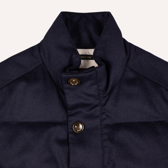 Navy Wool Silk Cashmere Quilted Gilet