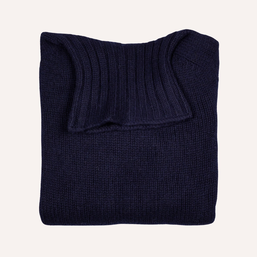 Navy Lambswool Roll Neck Sweater