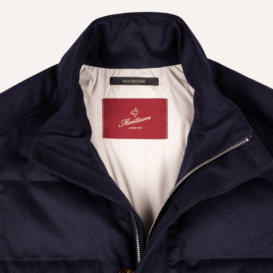 Navy Wool Silk Cashmere Quilted Gilet