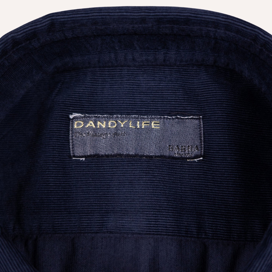 Navy Cotton Corduroy Cutaway Shirt - Slim Fit