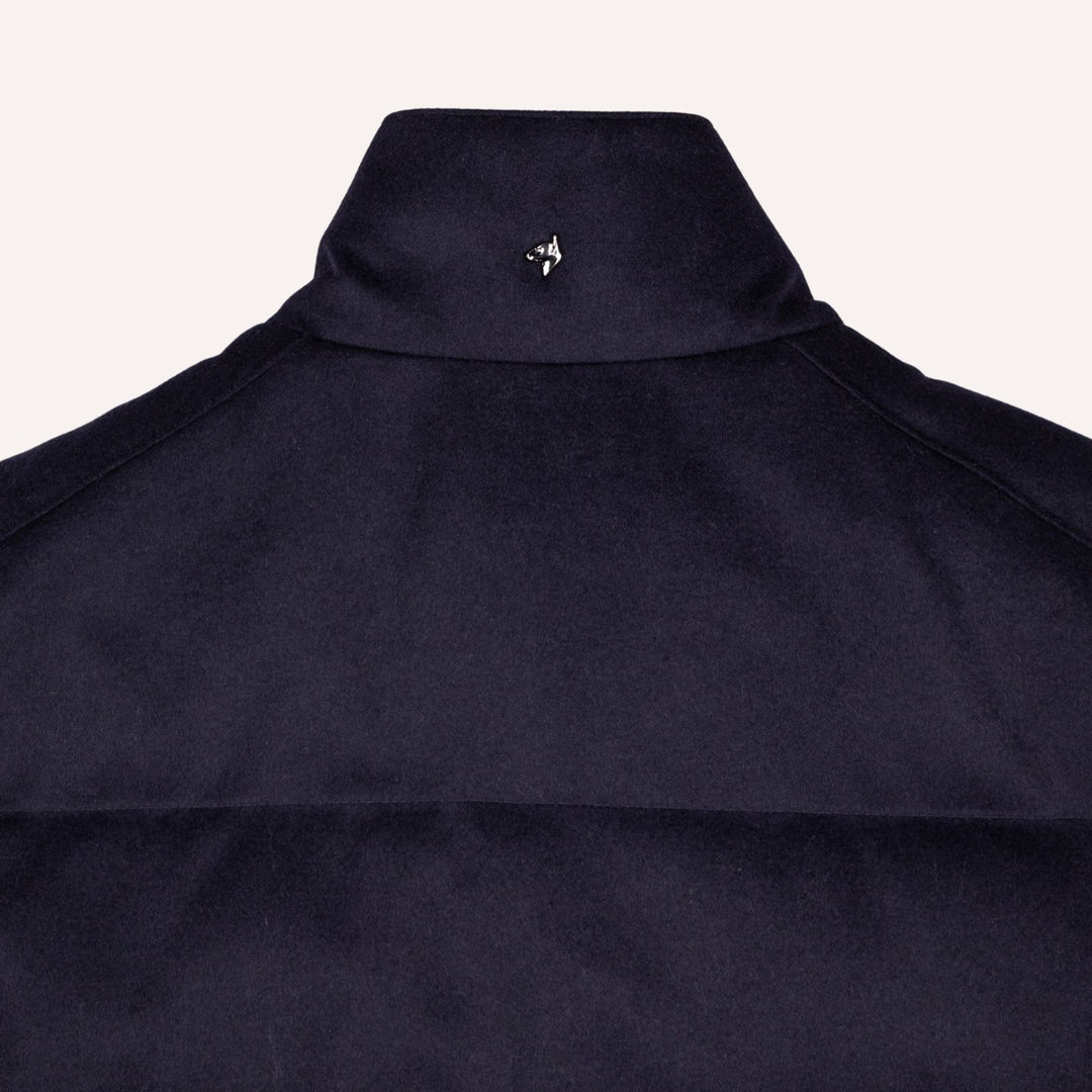 Navy Wool Silk Cashmere Quilted Gilet