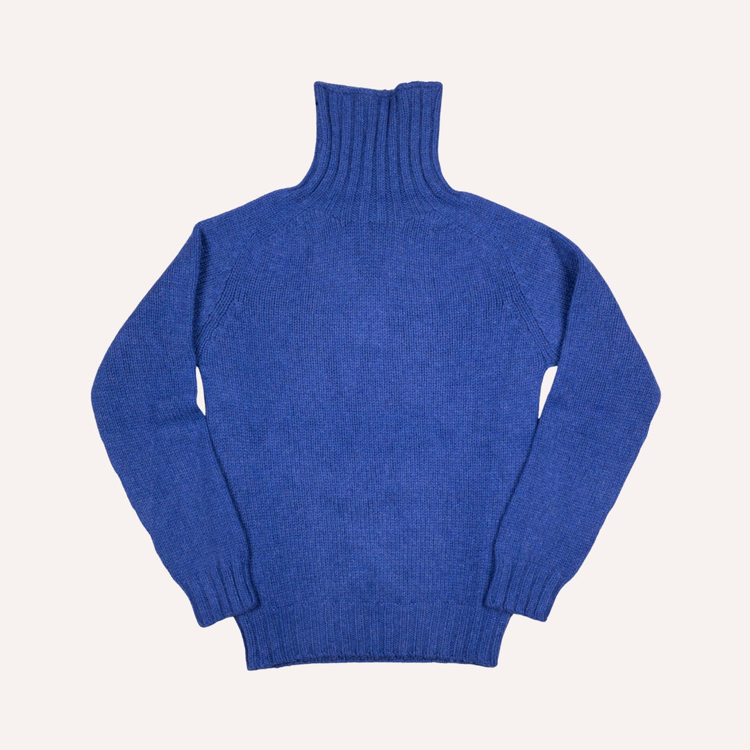 Cobalt Blue Lambswool Roll Neck Sweater