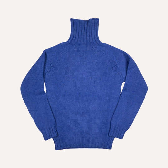 Cobalt Blue Lambswool Roll Neck Sweater