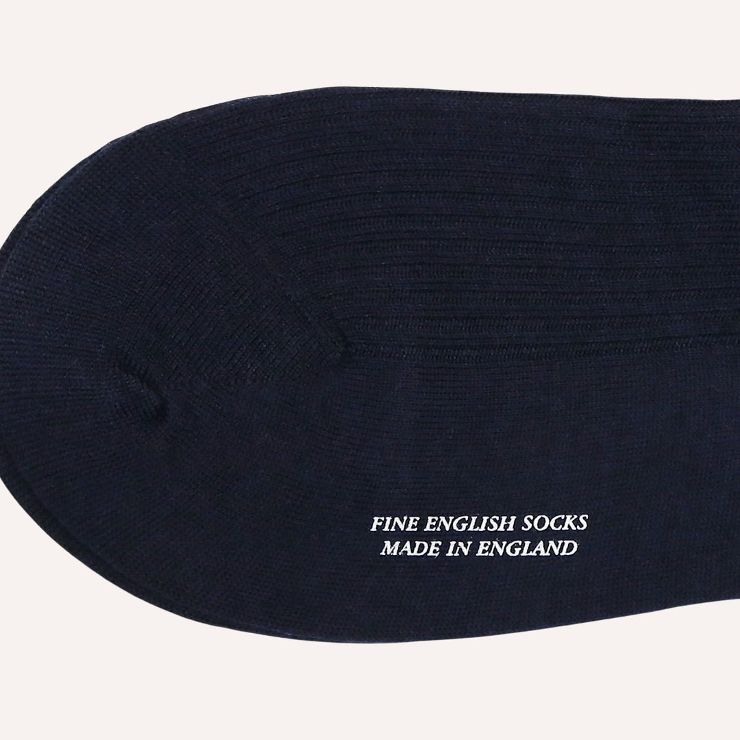 Navy Ribbed Merino Wool Ankle Length Socks