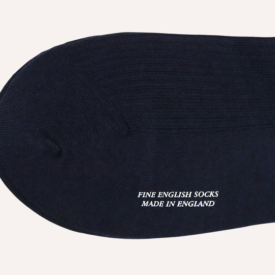 Navy Ribbed Merino Wool Ankle Length Socks