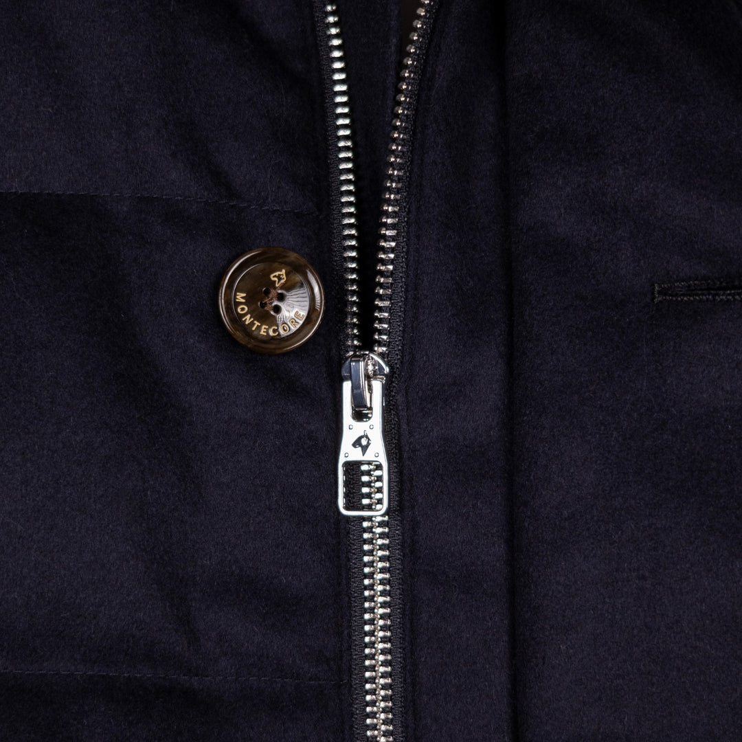 Navy Wool Silk Cashmere Quilted Gilet