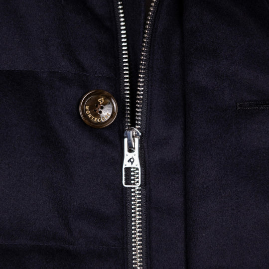 Navy Wool Silk Cashmere Quilted Gilet