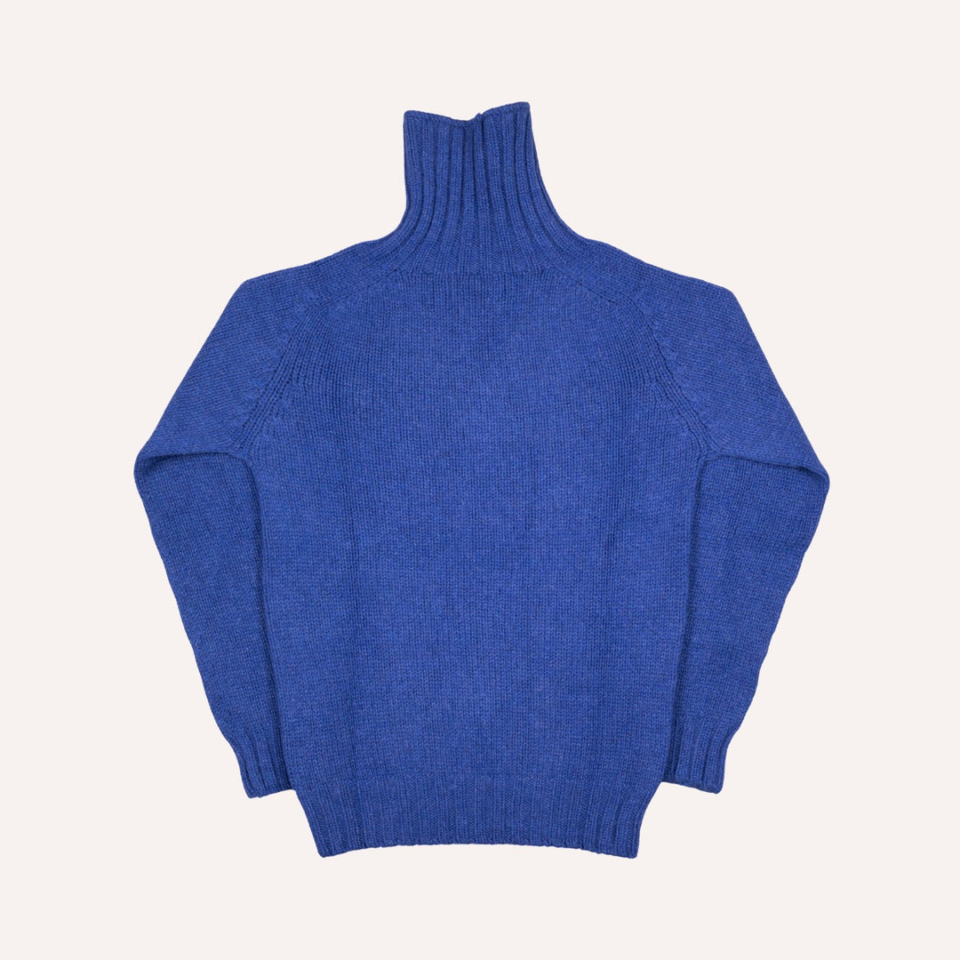 Cobalt Blue Lambswool Roll Neck Sweater
