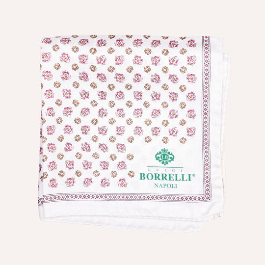 Ecru Brown Rose Flower Pattern Pocket Square
