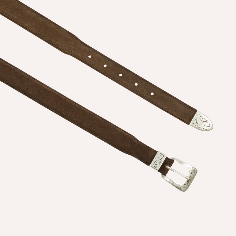 Dark Brown Suede Western Belt