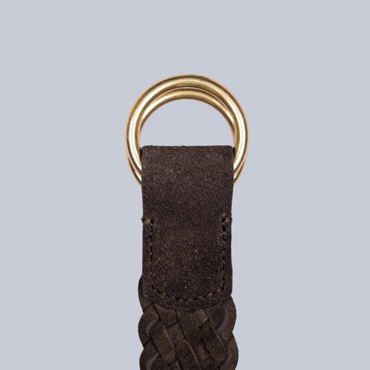 Brown Woven Suede Ring Buckle Belt
