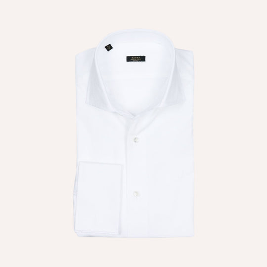 White Double Cuff Slim Fit Cutaway Shirt
