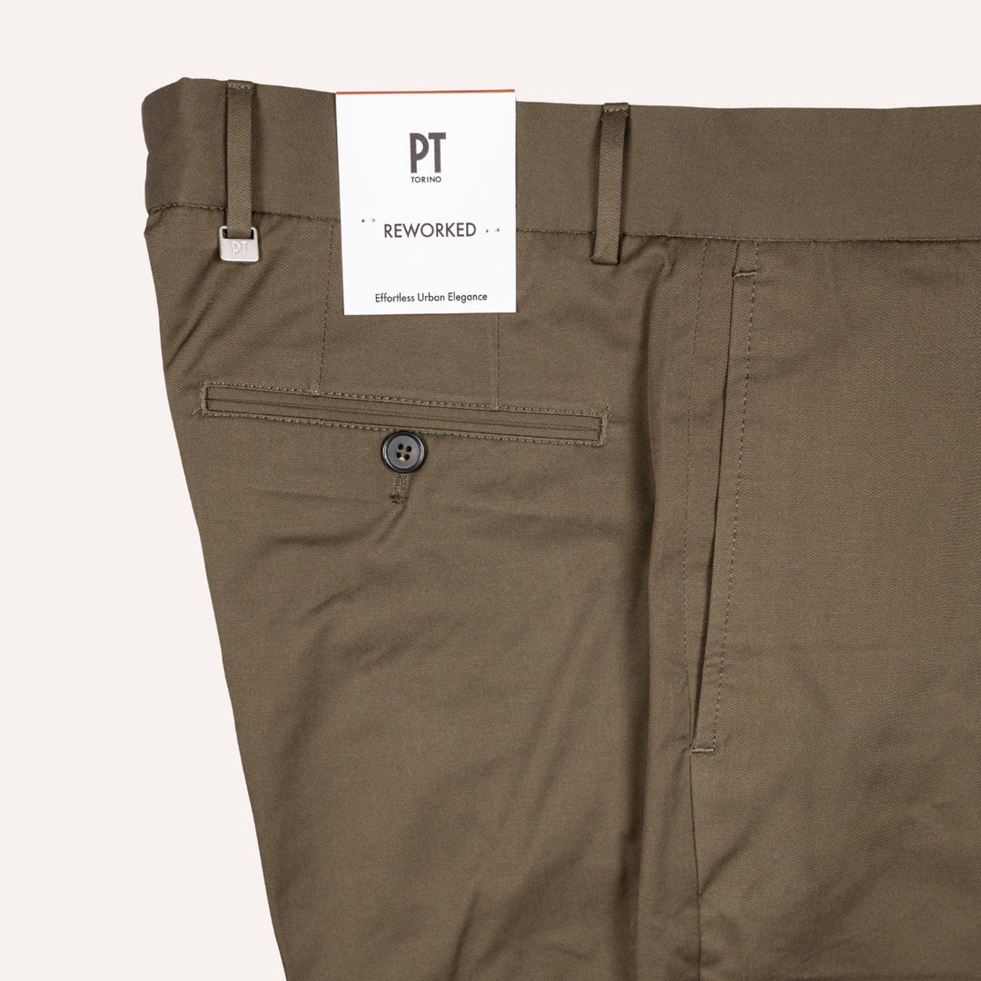 Army Green Cotton Stretch Chino ReWorked