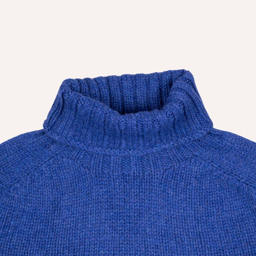 Cobalt Blue Lambswool Roll Neck Sweater