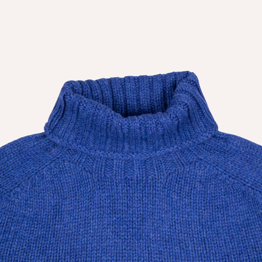 Cobalt Blue Lambswool Roll Neck Sweater
