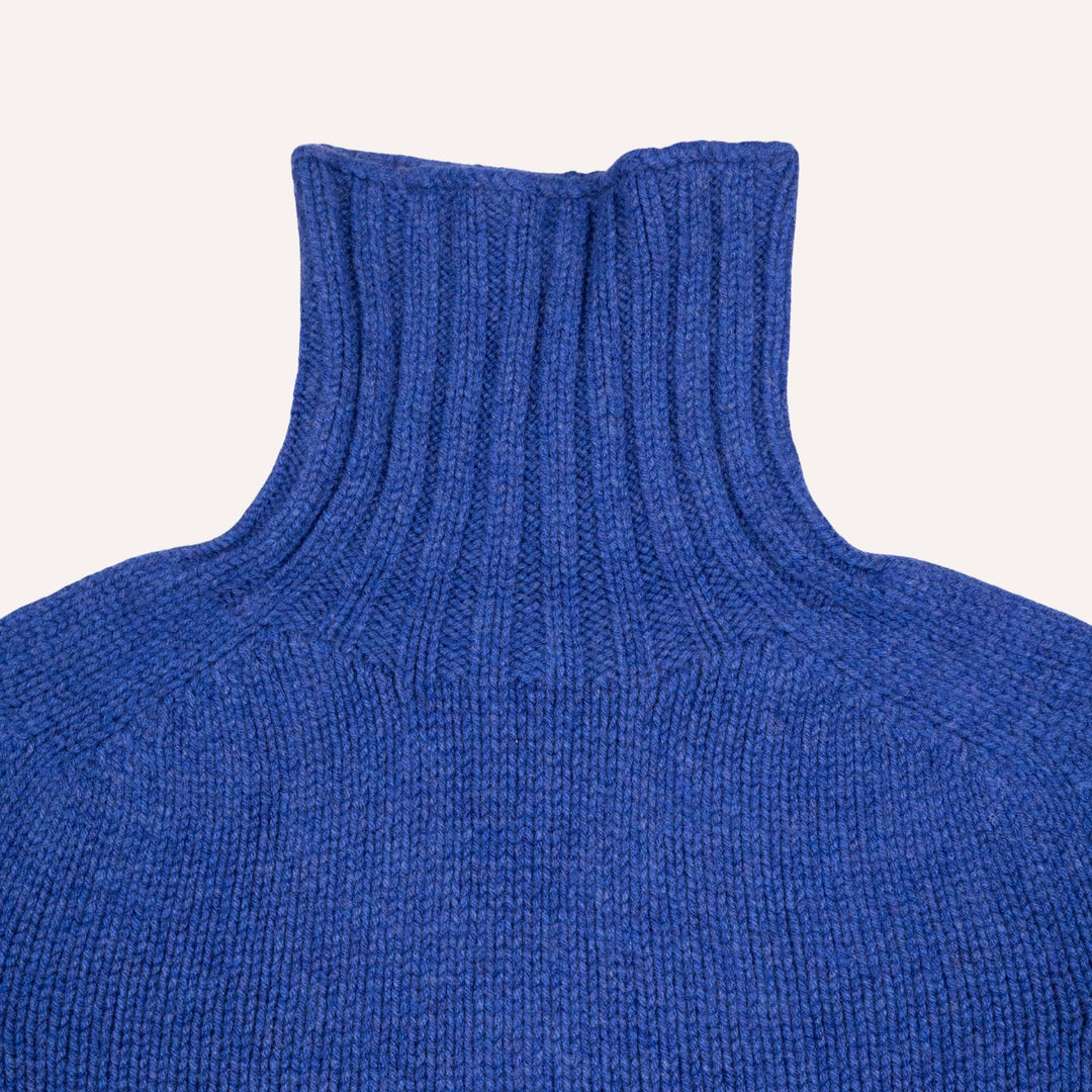 Cobalt Blue Lambswool Roll Neck Sweater