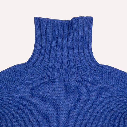 Cobalt Blue Lambswool Roll Neck Sweater