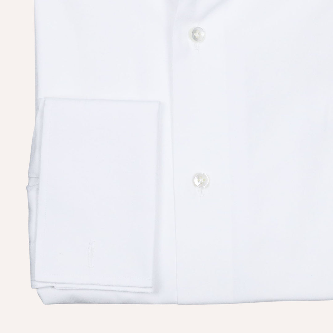White Double Cuff Slim Fit Cutaway Shirt