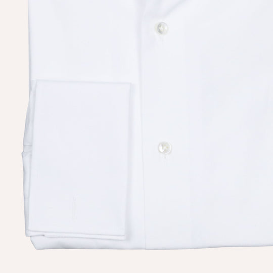White Double Cuff Slim Fit Cutaway Shirt