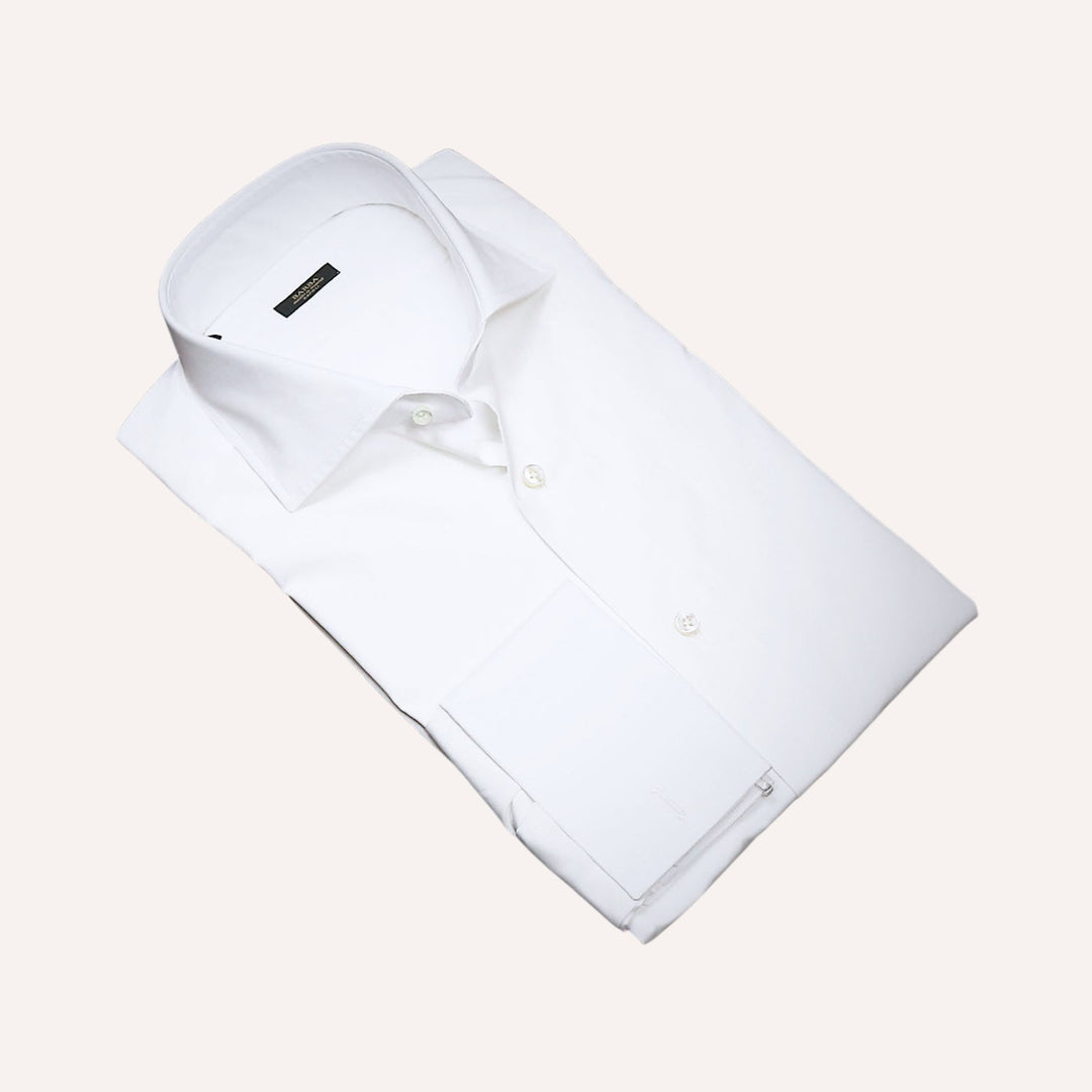 White Double Cuff Slim Fit Cutaway Shirt